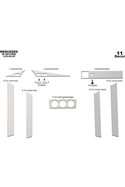 meriç cockpit design ميريتش ®   مرسيدس 190 توربيدو امامي مطلي الومنيوم 11 قطع...