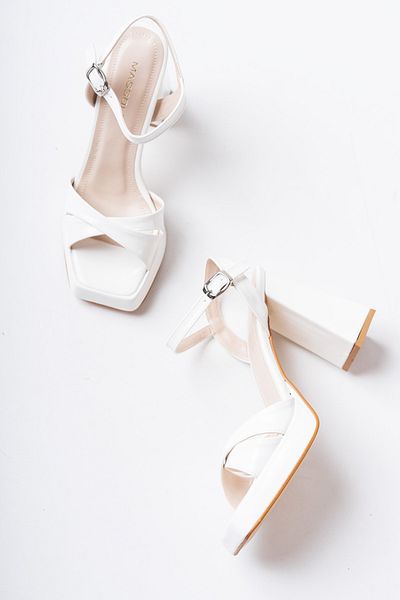 MASSOLE Sezon nou Rochie de mireasa din Piele Lacuata Alba Platforma Vara Pantofi Comozi damă Model Premium