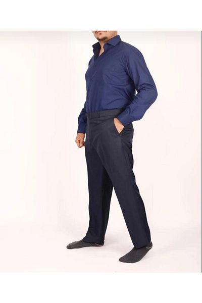 FATELLA Men's Dad Solid Color Comfortable Fit High Waist Classic Fabric Trousers