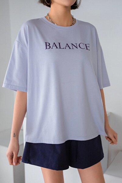 MODAGEN Μπλουζάκι Unisex Lilac Balance με στάμπα Oversize