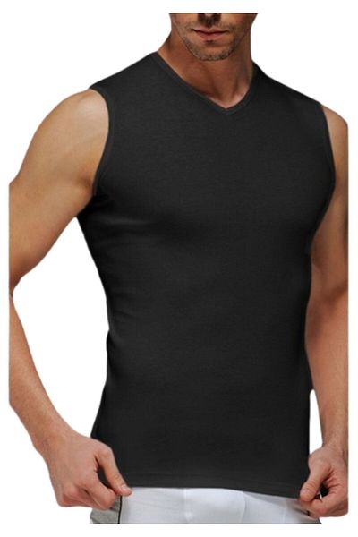 Çift Kaplan Men's 3-Piece Rib V-Neck Sleeveless Undershirt 921