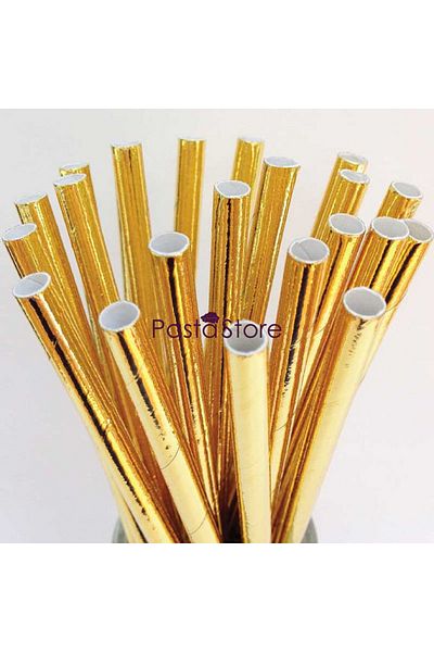 Pasta Store Cardboard Straw Gold
