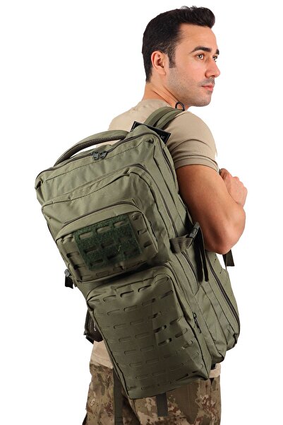 KORDAK Rucsac tactic kaki de 45 litri, tăiat cu laser