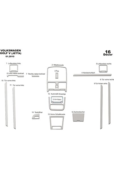 meriç cockpit design ميريتش ®   فولكس واجن جيتا توربيدو امامي مطلي الومنيوم 16 قطعة 2010-2012