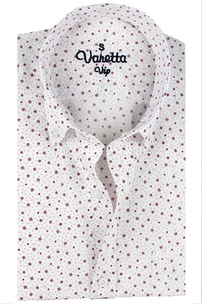 Varetta Чоловіча бордова сорочка з кишенями, класичний крій, бавовна, короткі рукави