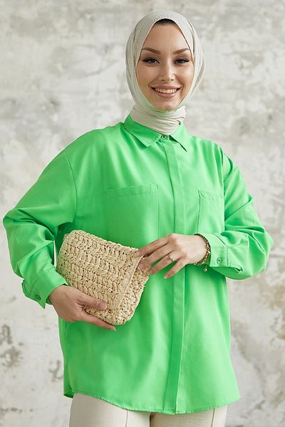 InStyle Πουκάμισο Alise με διπλή τσέπη - Neon Green