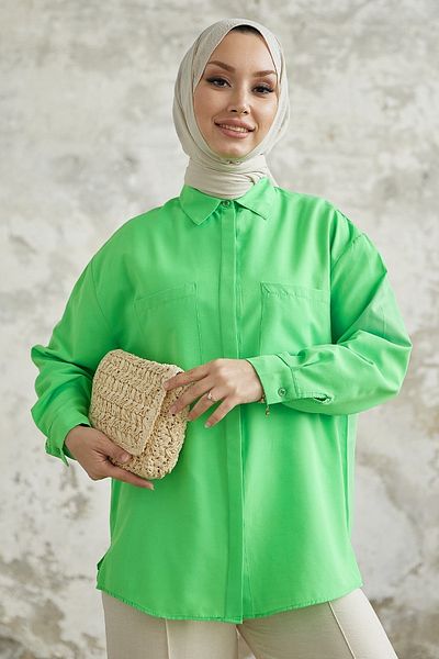 InStyle Πουκάμισο Alise με διπλή τσέπη - Neon Green