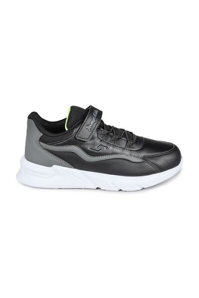 Jump 27817 Cırtlı Siyah - Neon Yeşil Üniseks Çocuk Sneaker Spor Ayakkabı