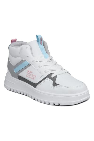 Jump 27428 High Top White - Gray Women's Sneaker Sports Shoes