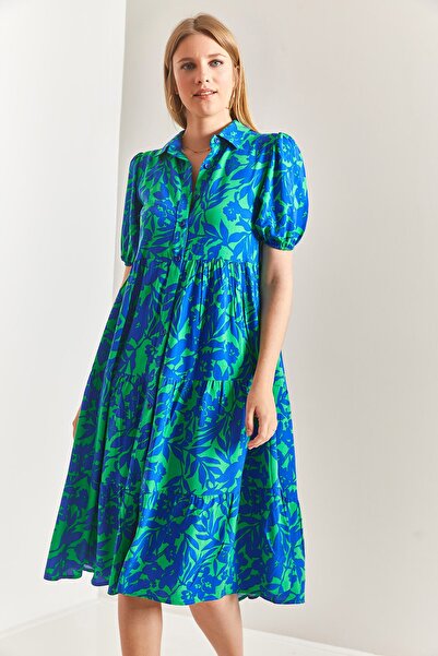 Bianco Lucci Dámské viskózové šaty s límečkem