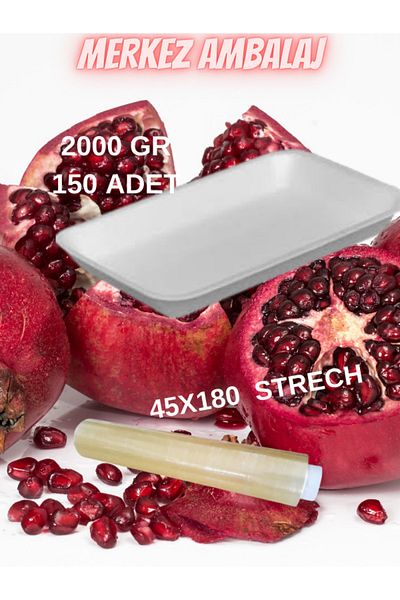 erze Foam Plate 2000 gr White 150 Pieces 1 Piece 45x180 Strech Butcher Greengrocer Meatball Kebab Picnic