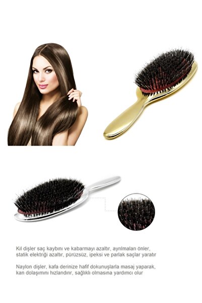 LAND OF MYTH Lom1052 Welding Hair Comb Premium Series Oval Shovel Hair Opening Comb Brush, Electroplating, Welding (Gold)