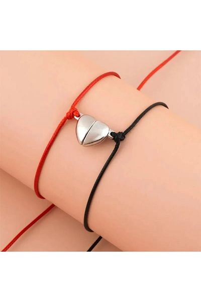 Herşey Nota 2 Pieces Lover Friendship Best Frends Heart Magnet Bracelet
