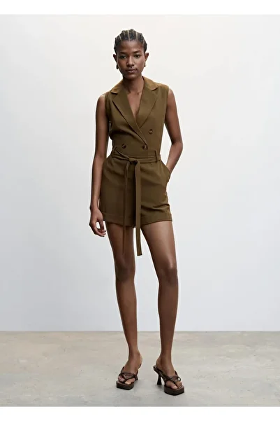 MANGO Woman Bow Wrap Cut Jumpsuit