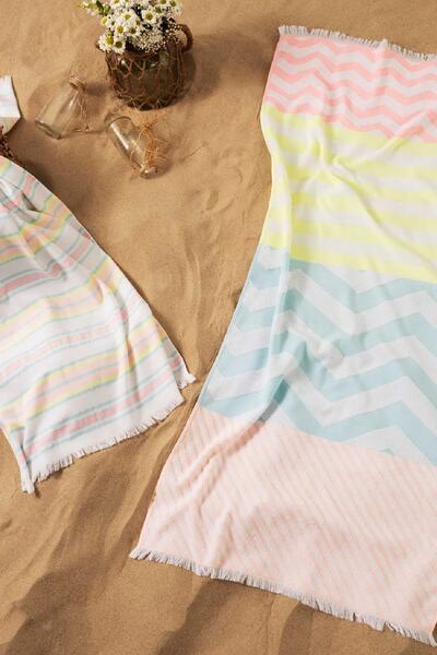 Karaca Home منشفة شاطئ جيو متعددة 100% قطن على الوجهين 70x150