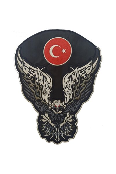 Sim Nakış Kartal Türk Bayraklı Nakış Işleme Arma Patch Peç 27×36 Cm