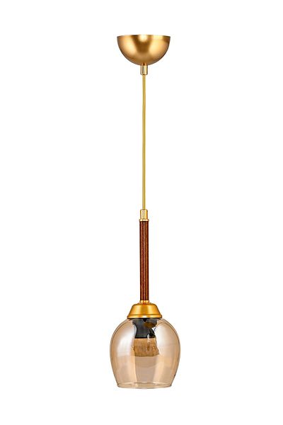 DEDE Single Volga Pendant Lamp Walnut Gold Honey Glass