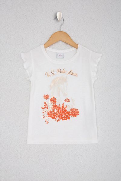 U.S. Polo Assn. Tricou alb pentru fete