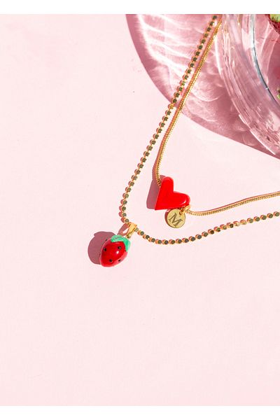 CHARMLUCKY Murano Red Heart - Strawberry Necklace