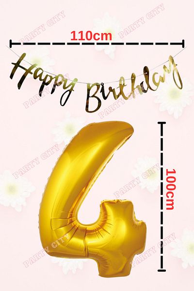 Party City Μίνι σετ 4 ετών Happy Birthday