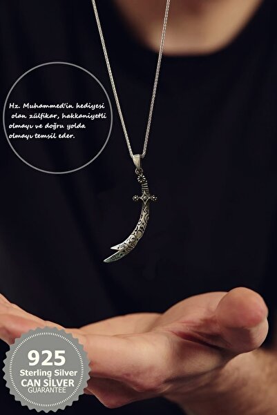 CAN SİLVER 925 Ayar Gümüş Zülfikar Kılıcı Erkek Kolye