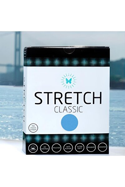 STRETCH Cearşaf dublu elastic albastru