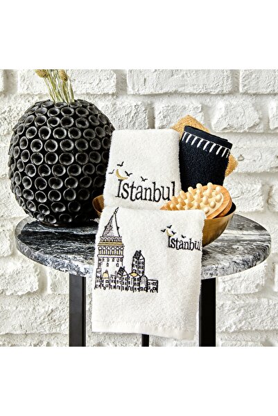 Karaca Home Галата Чорний 100% бавовна з вишивкою 3-х частинний набір рушників 30x50 см