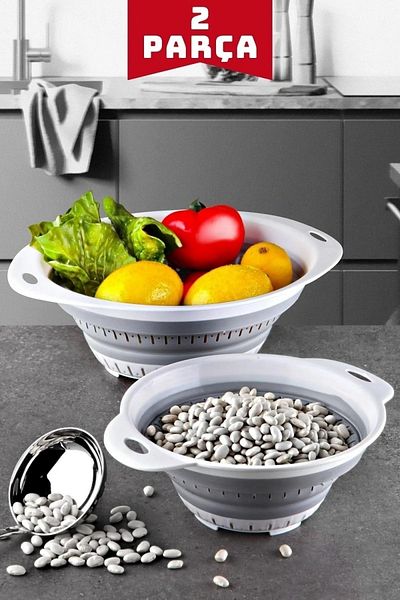Open Home Concept Set of 2 Accordion Folding Strainer Set - Folding Dowry Set 2 Pieces