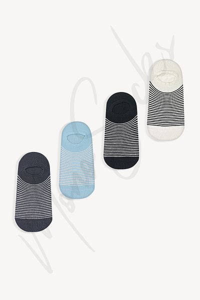Mono Socks 4 Συσκευασία Αόρατα Sneakers Ριγέ Κάλτσες
