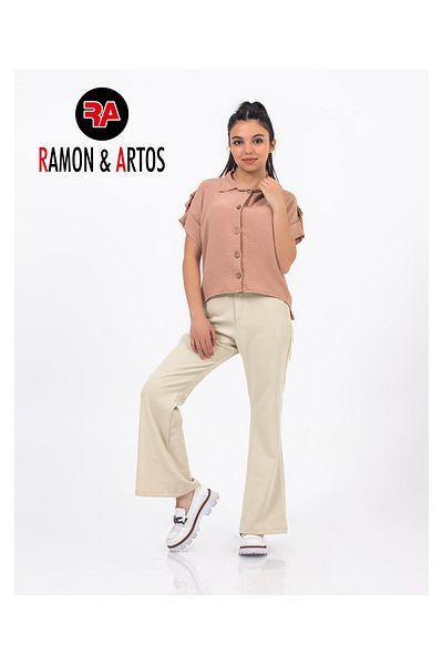 RAMON&ARTOS Dabil Crepe Woven Fabric Girls Flared Leg Trousers
