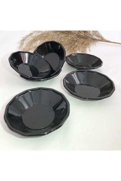 Ermiya 12 Adet Kahveci Restorant Lokal Kafe Siyah Çay Tabağı Tabak 12 Ad Pasl...