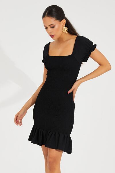 Cool & Sexy Schwarzes elastisches Minikleid für Damen FRA303