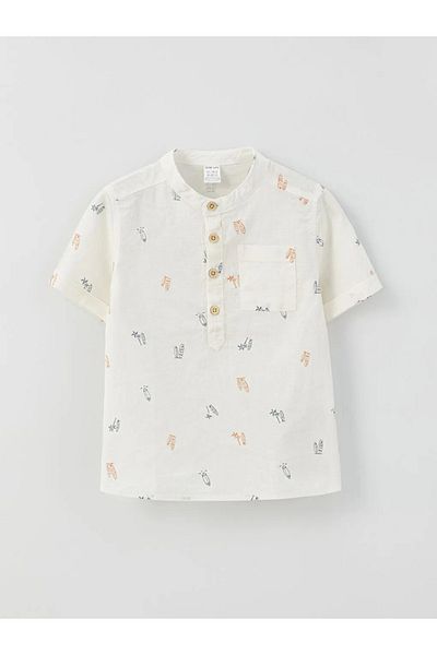 LC Waikiki Lcw Baby Judge Collar Short Sleeve Patterned Baby Boy Shirt
