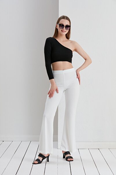 Thin Shop Çelik Örme Yüksek Bel Ispanyol Paça Pantolon