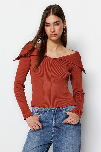 Trendyol Collection Pletený svetr Carmen Collar Tile - Twoaw22Kz0993
