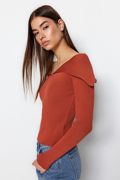 Trendyol Collection Pletený svetr Carmen Collar Tile - Twoaw22Kz0993