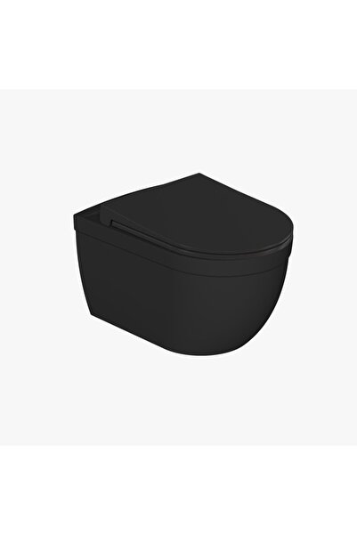 DURA Sirius Mat Siyah Asma Klozet Rimles Kanalsız Ve Duroplast Yavaş Kapanır ...