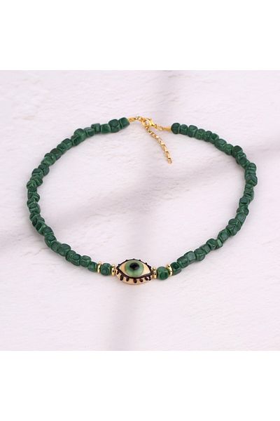 ADAMODART Murano Glass Beaded Eye Necklace - Green