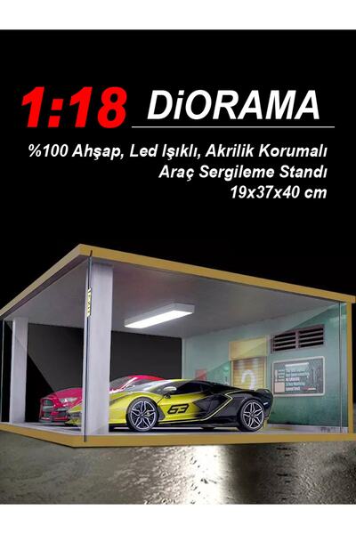 reklambalaj 1:18 Ölçek Araçlar Için Led Işıklı Akrilik Korumalı Araç Sergilem...