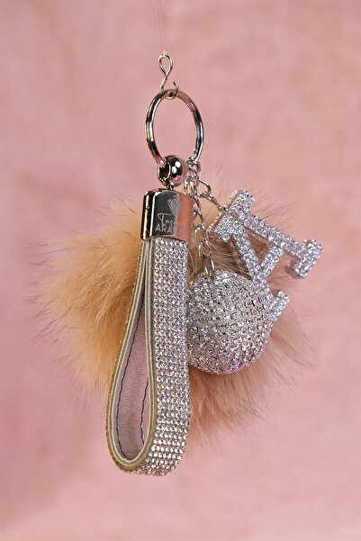 TASARIM ARABAM ATİKE ELİF AKIN Gümüş Taşlı & Logosuz Anahtarlık & Tilki Tüyü ...