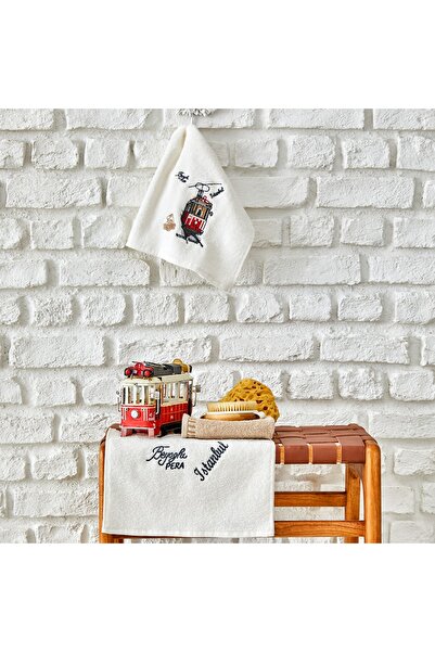 Karaca Home Beyoğlu Bej 100% бавовна з вишивкою, набір з 3 рушників 30x50 см