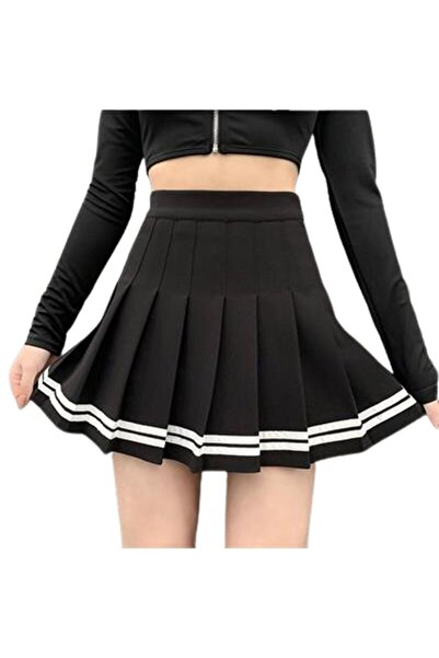 GALAXYBUTIQUE Μαύρη φούστα με πλισέ με ρέλι