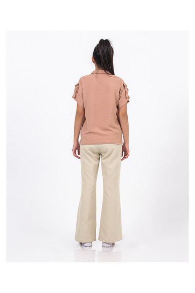 RAMON&ARTOS Dabil Crepe Woven Fabric Girls Flared Leg Trousers