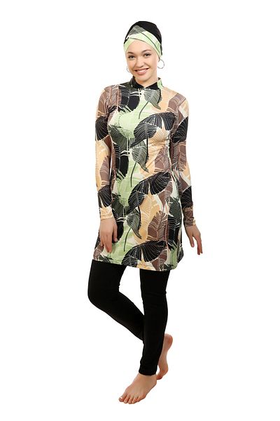 Emayo Lycra Full Covered Hijab Swimsuit Esra Leaf