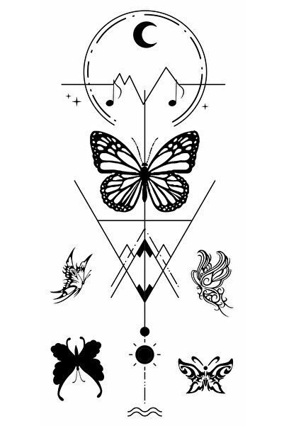 Queentrend Trendonline Kelebek Geçici Vücut Dövmesi