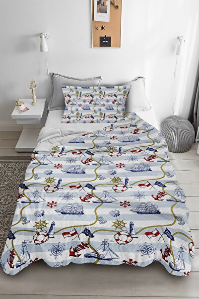 Bebişim Halı مفرش سرير بحار مرساة Bh5167 بيكيه مع كيس وسادة