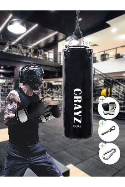 Crazy 120x30 Boks Kum Torbası Set Büyük Boy Dolu Boks Eldiveni Askı Aparatı