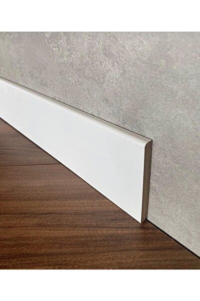 BY İSTANBUL 8cm Saten Beyaz Düz Model Finiş Folyo Laminat Parke Süpürgelik Mo...