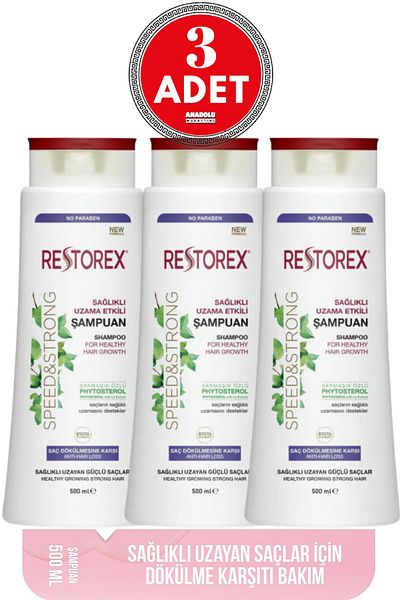 Restorex Healthy Growth Effective Anti-Hair Loss Shampoo 500ml 3 Pieces