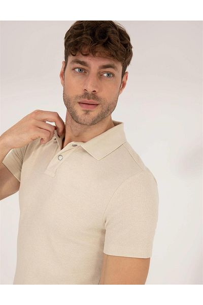 Pierre Cardin Μπεζ Slim Fit T-shirt - Κόψιμο